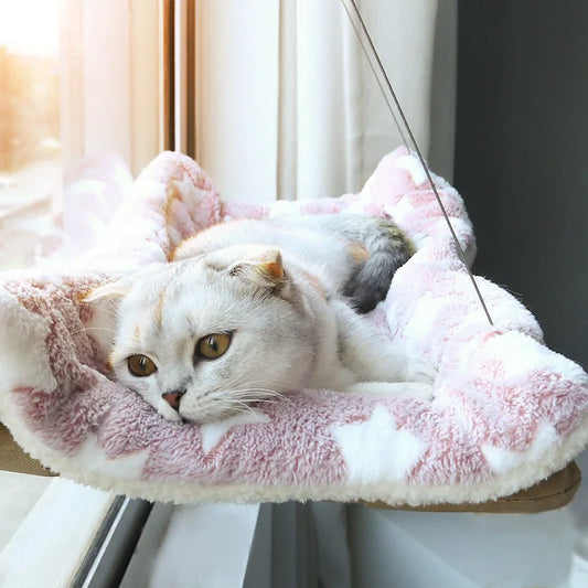窓に取り付ける 折りたたみ式キャットハンモック